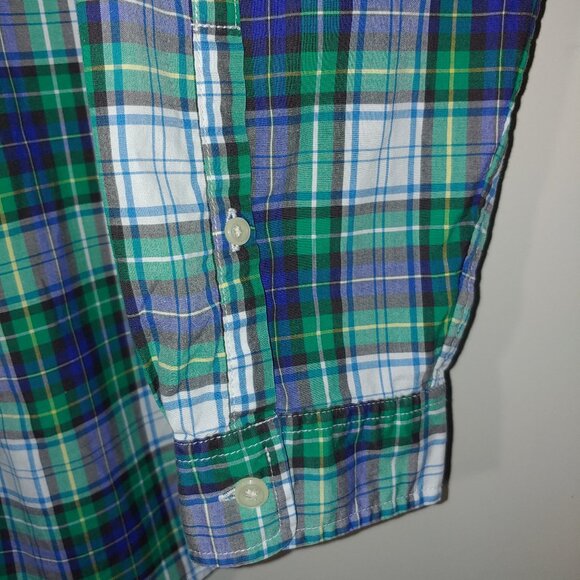 L.L.Bean Plaid Green Blue Button Down Shirt Size XL - Picture 3 of 7